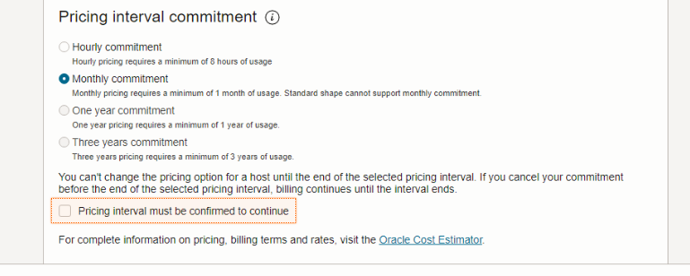 Pricing interval commitment
